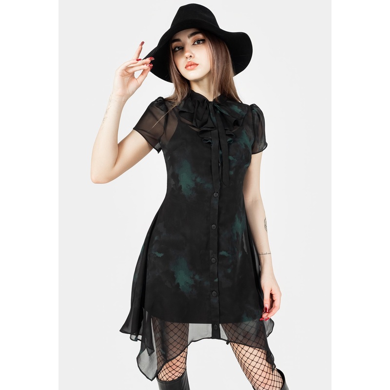Lichen Chiffon Mini Shirt Dress