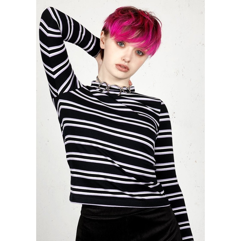 Purple Stripe Long Sleeve Top
