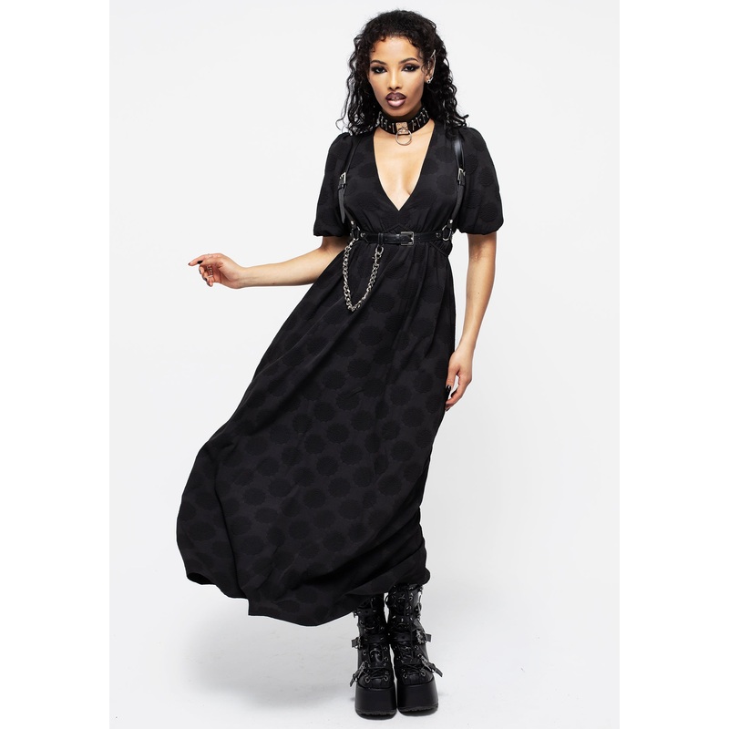 Arachnida Bouffant Sleeve Maxi Dress