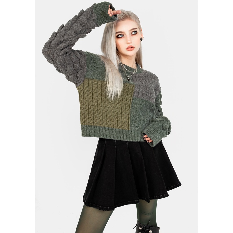 Brazen Spliced Crop Jumper In Cobra Green