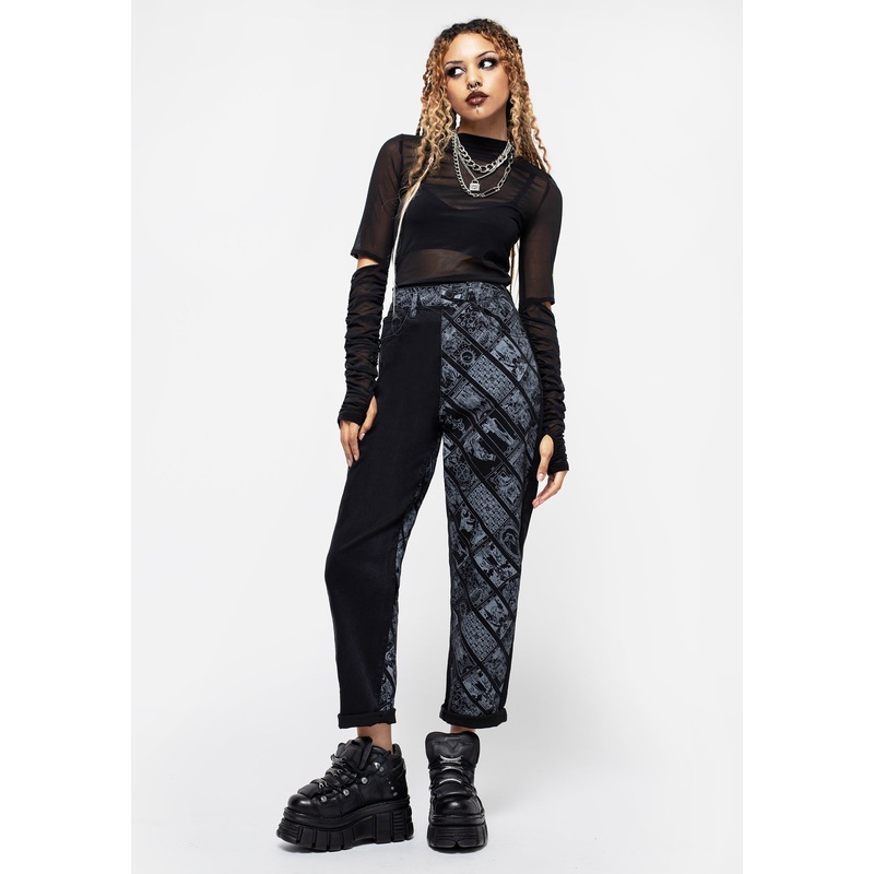 Cartomancy Printed Mom Jeans