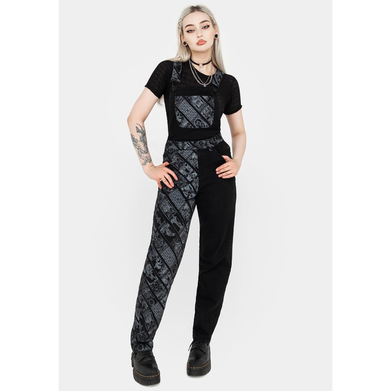 Cartomancy Spliced Denim Dungarees