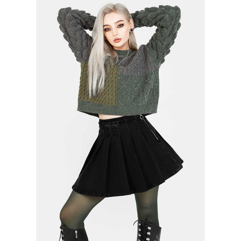 Charisma Pleated Denim Mini Skirt