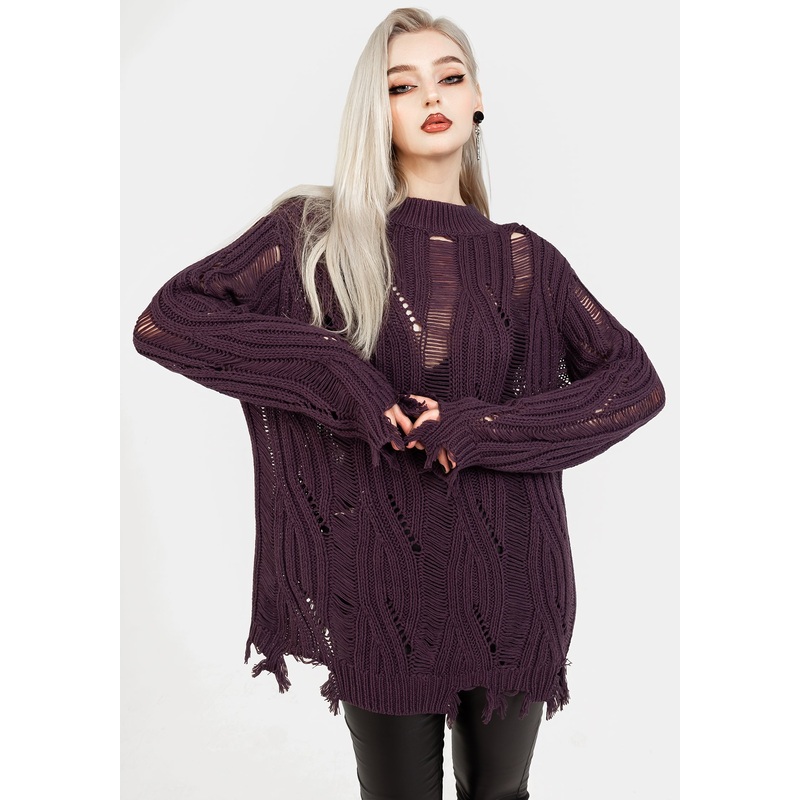 Dayglo Relaxed Knit Jumper In Lavender Mist