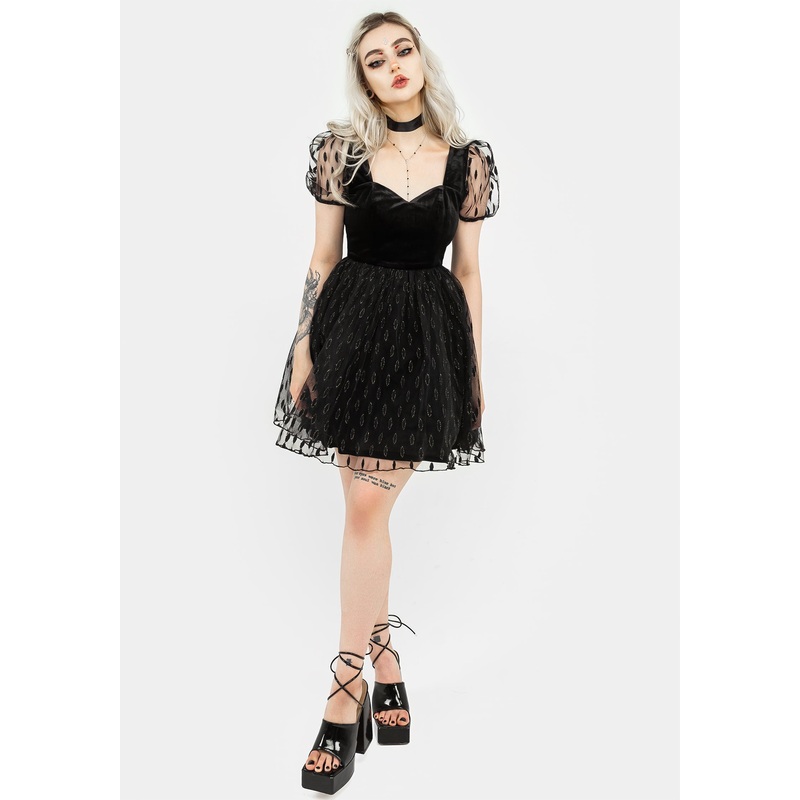 Ellipse Embroidered Tulle Puff Mini Dress