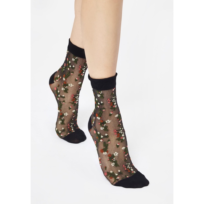 Everblooming Floral Mesh Socks