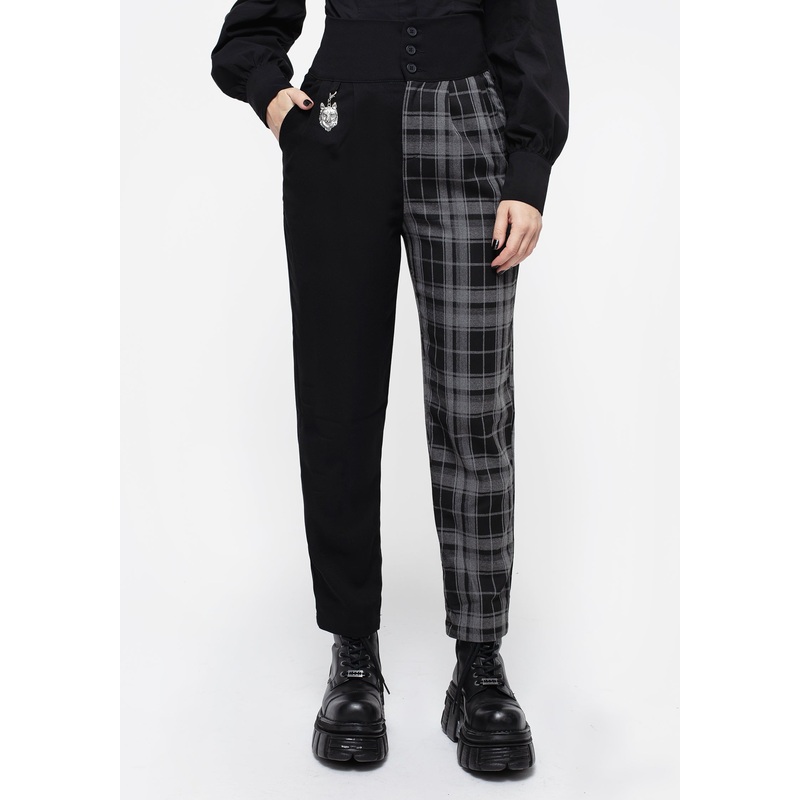 Fenrir High Waisted Check Tapered Trousers
