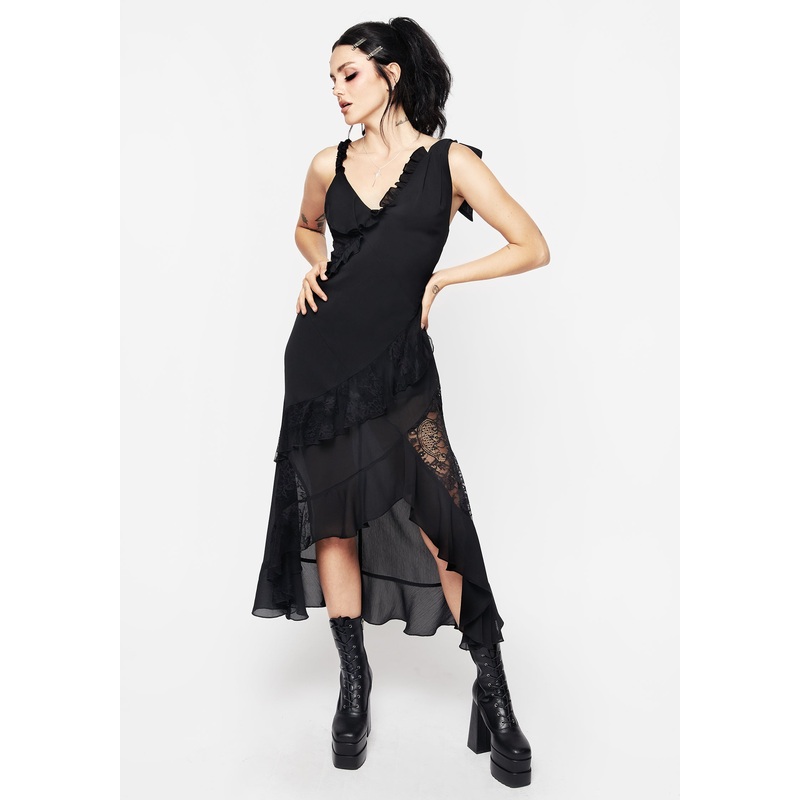 Marishka Lace Panelled High Low Dress