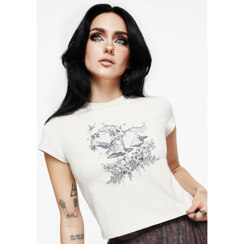Maypole Cotton Fairy Print Crop T-Shirt