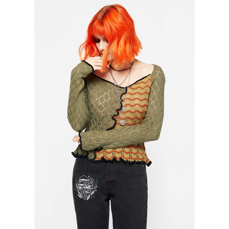 Mixed Feelings Patchwork Knit Top