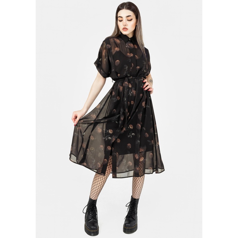 Monica Floral Chiffon Midi Shirt Dress