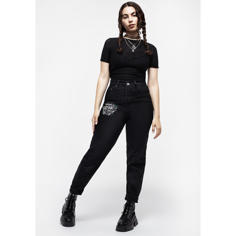 Mycena Mushroom Embroidered Mom Jean