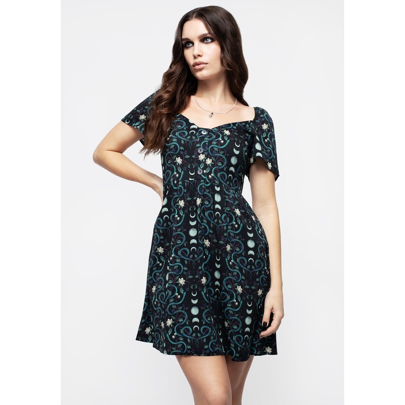 Pythia Print Button Front Mini Dress