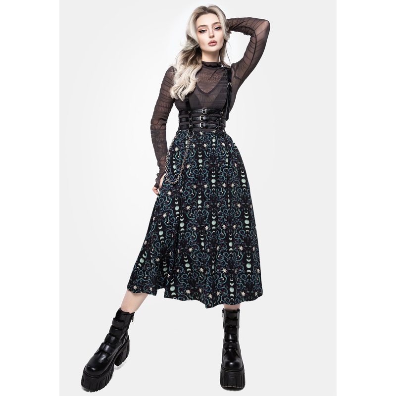 Pythia Print Button Up Midi Skirt