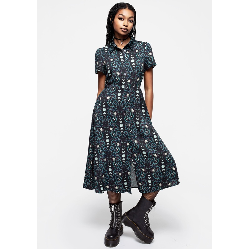 Pythia Print Midi Shirt Dress