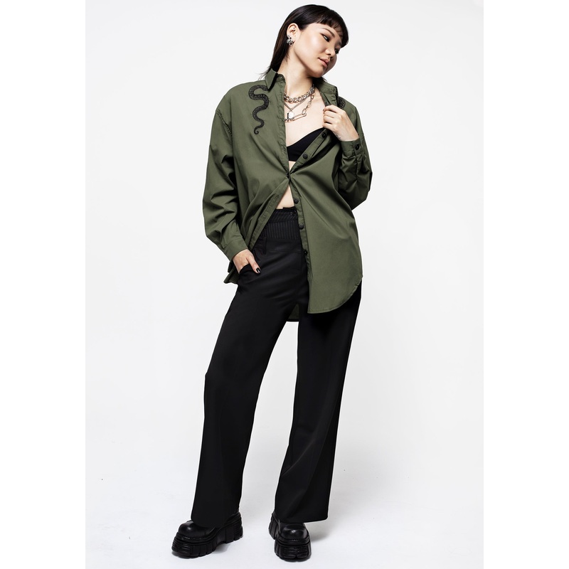 Ruthless Double Waistband Wide Leg Trousers