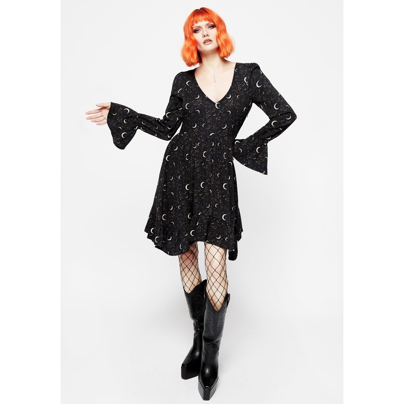 Sickle Moon Handkerchief Hem Mini Dress