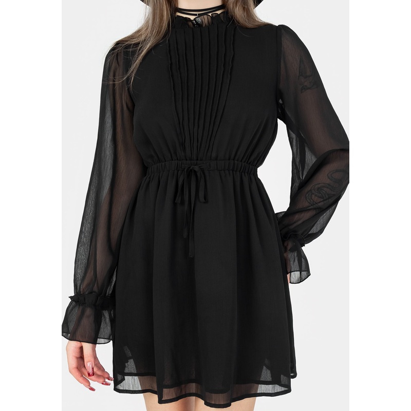 Spirit Sheer Pintuck Ruffle Mini Dress