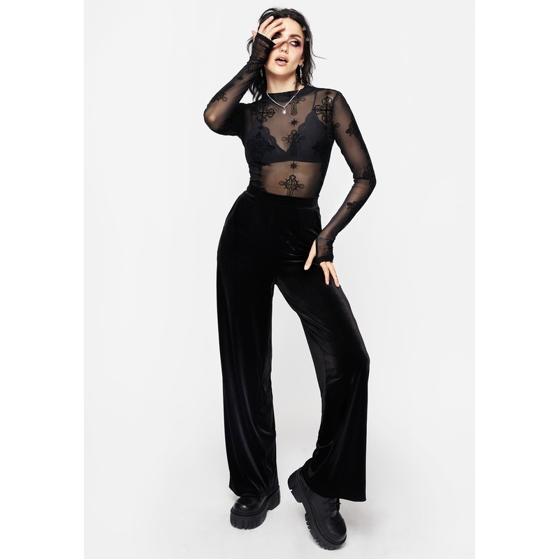 Valeria Velour Wide Leg Trousers