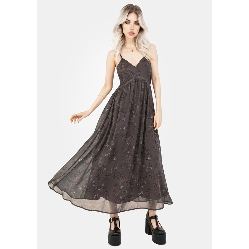 Arnora Chiffon Lace Insert Cami Midaxi Dress