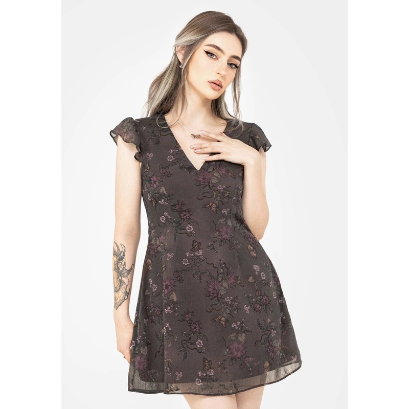 Arnora Chiffon Ruffle Detail Mini Dress
