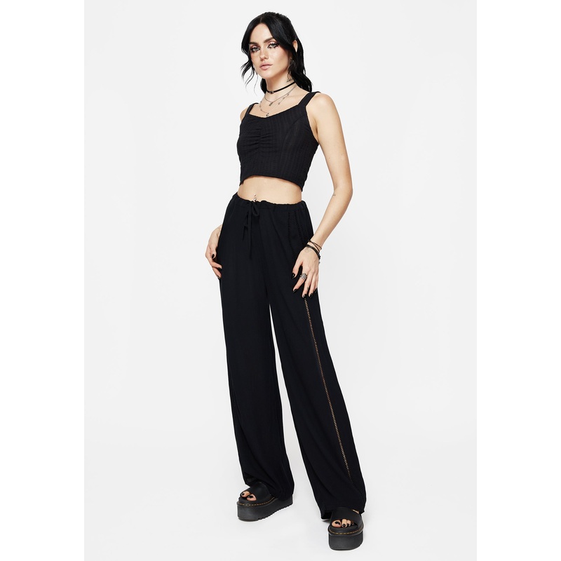 Blessing Lace Trim Wide Leg Trouser