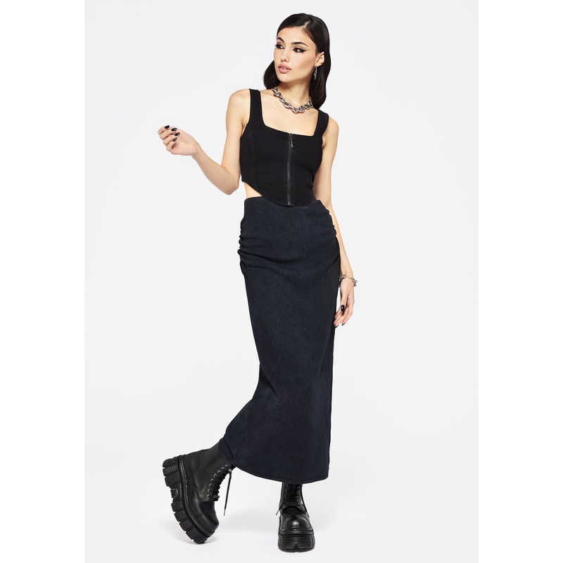 Christina Washed Rib Cotton Maxi Skirt