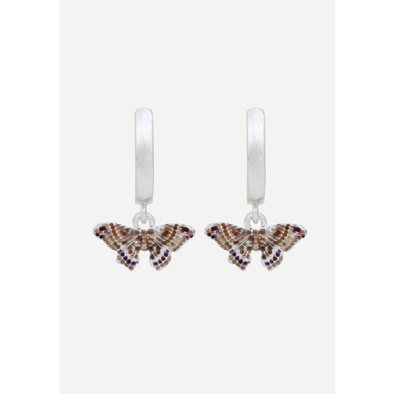 Cyrus Moth Charm Hoop Earrings