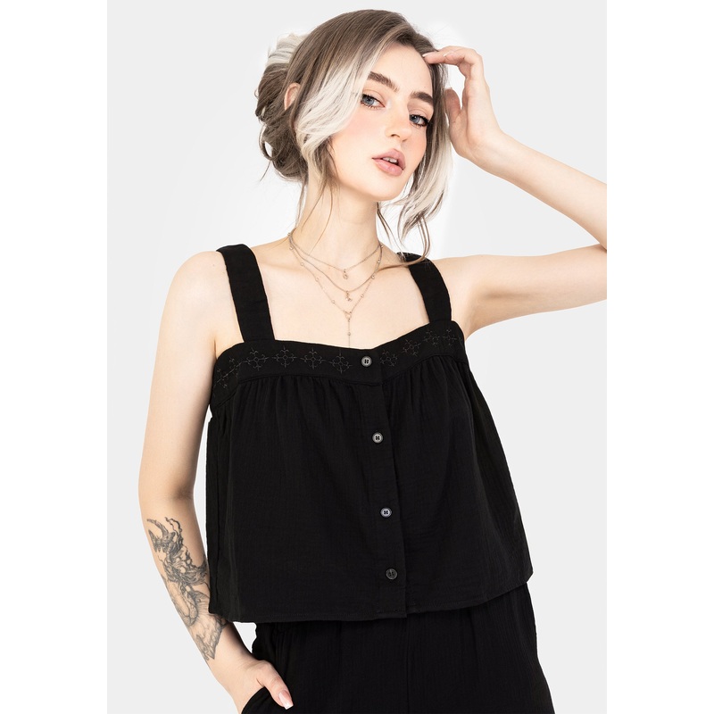 Damara Embroidered Cotton Button Up Blouse