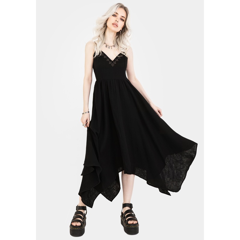 Damara Embroidered Cotton Hanky Hem Midaxi Dress