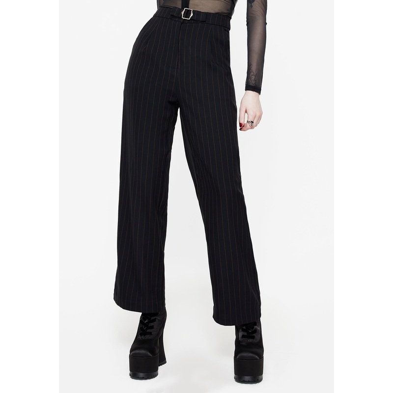 Enyo Belt Detail Stripe Wide Leg Trouser