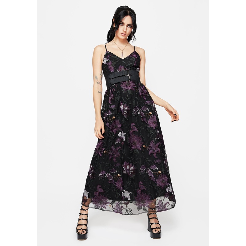 Estrid Embroidered Mesh Midaxi Cami Dress
