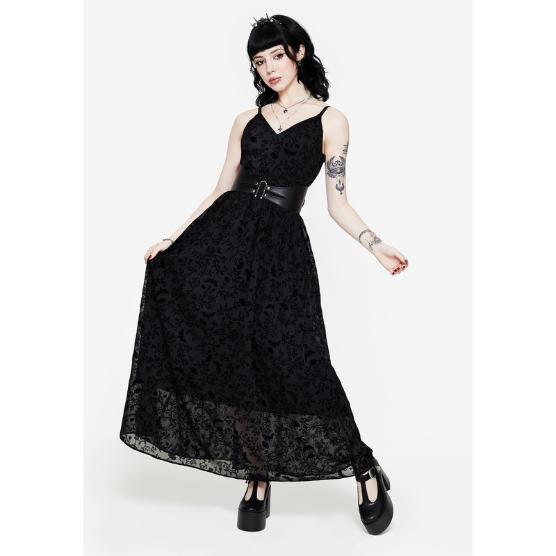 Faustina Flocked Chiffon Maxi Cami Dress