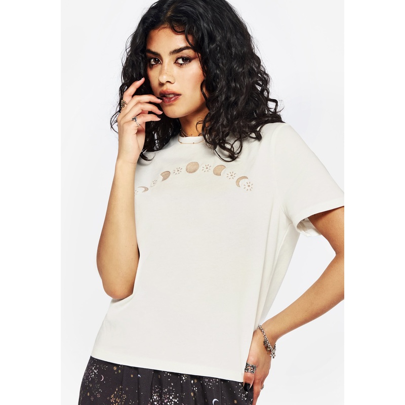 Griffinfly Cotton Embroidered Jersey Cropped T-Shirt