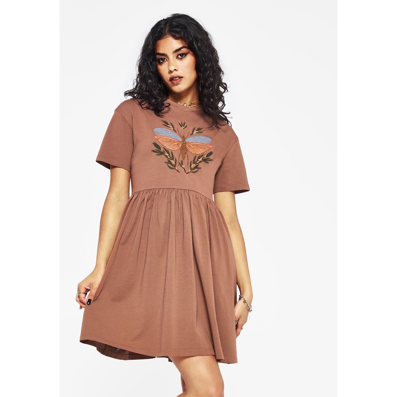Griffinfly Cotton Embroidered Jersey Mini Skater Dress