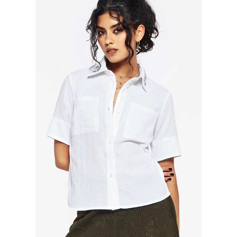 Koax Cotton Check Embroidered Button Up Shirt