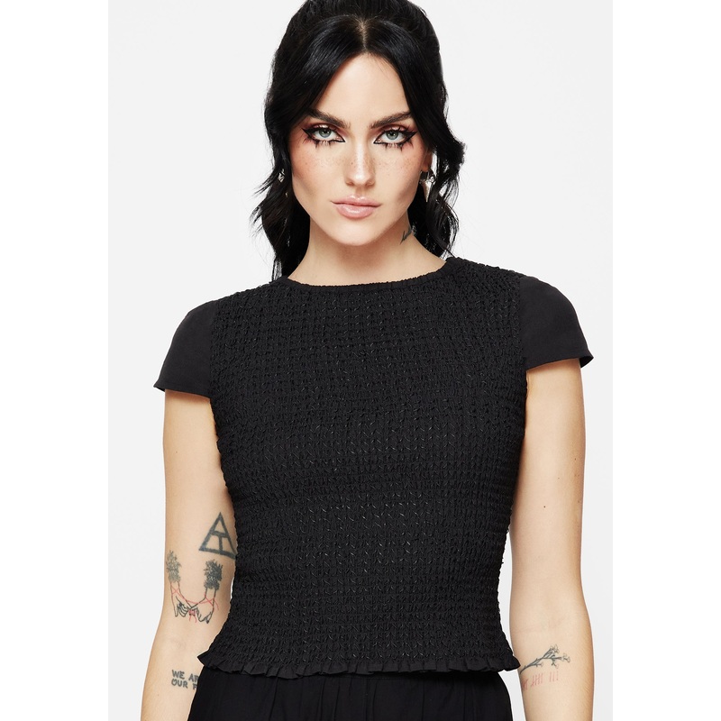 Litha Cotton Shirred Boat Neck Tee