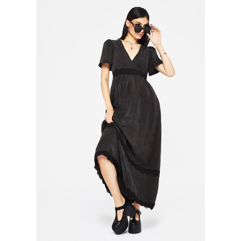 Maeve Lyocell Blend Lace Detail Maxi Dress