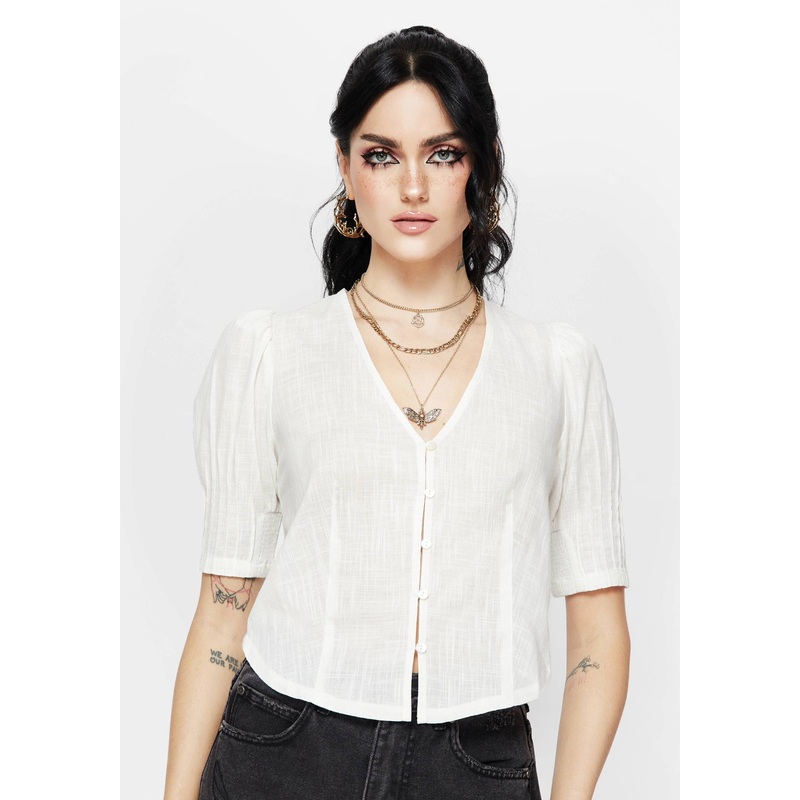 Parilia Cotton V Neck Blouse Top