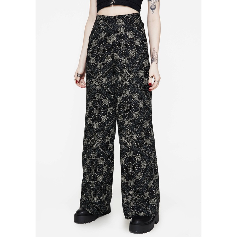 Poem Moth Print Wide Leg Trousers