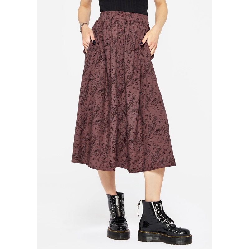Roxana Moth Foxglove Button Down Midi Skirt