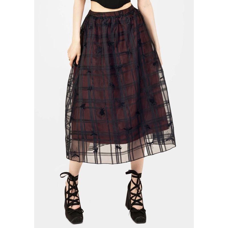 Sedona Organza Check Embroidered Midaxi Skirt