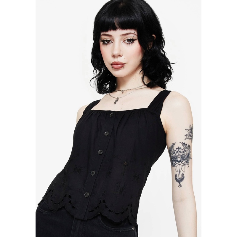 Synthweb Cotton Broderie Hem Cami Top