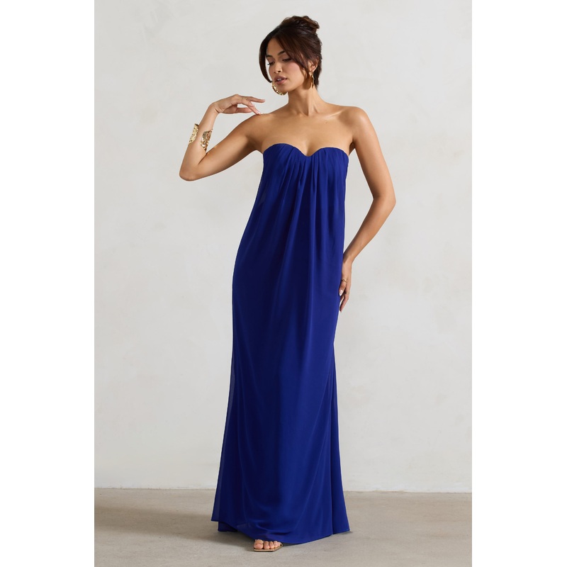 Kaz | Royal Blue Chiffon Sweetheart Maxi Dress