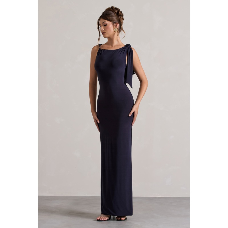 Kacey | Navy Twisted Knot Maxi Dress