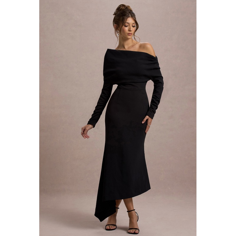 Lou | Black One-Shoulder Asymmetric Maxi Dress