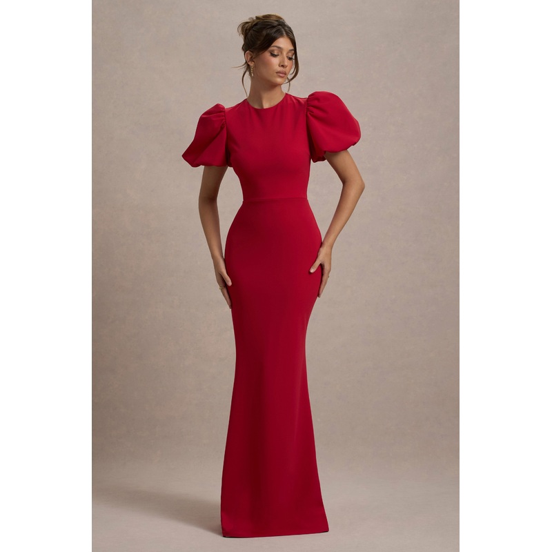 Love Letters | Red Puff-Sleeve Maxi Dress