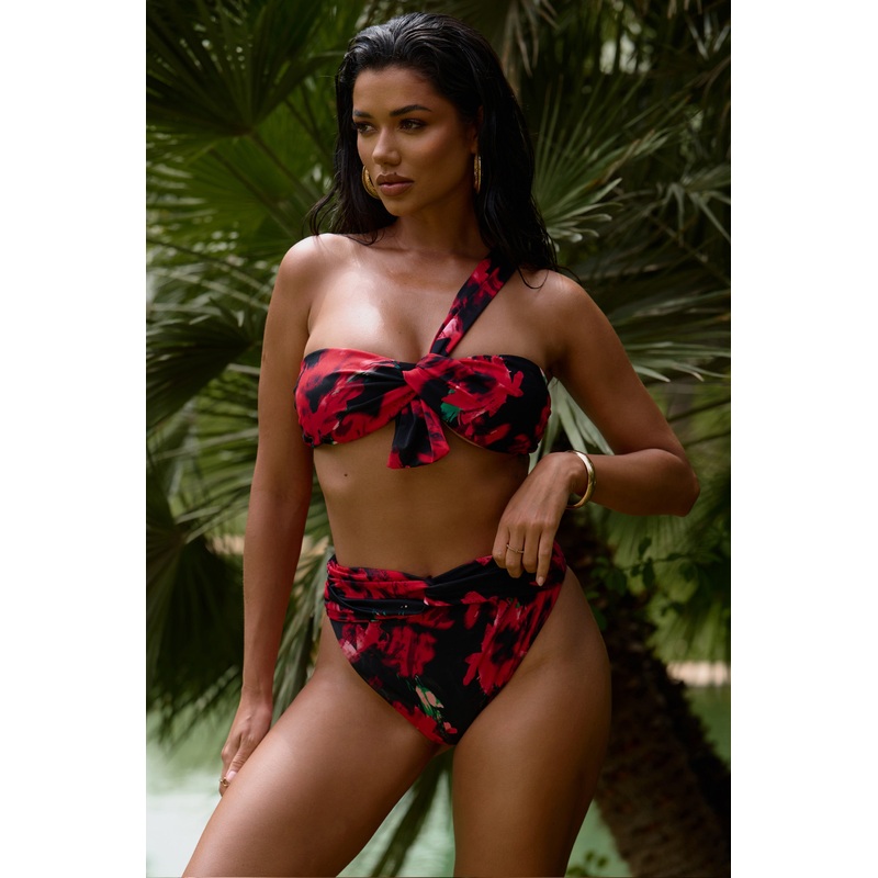 Bowline | Multi Print One Shoulder Knotted Bikini Top