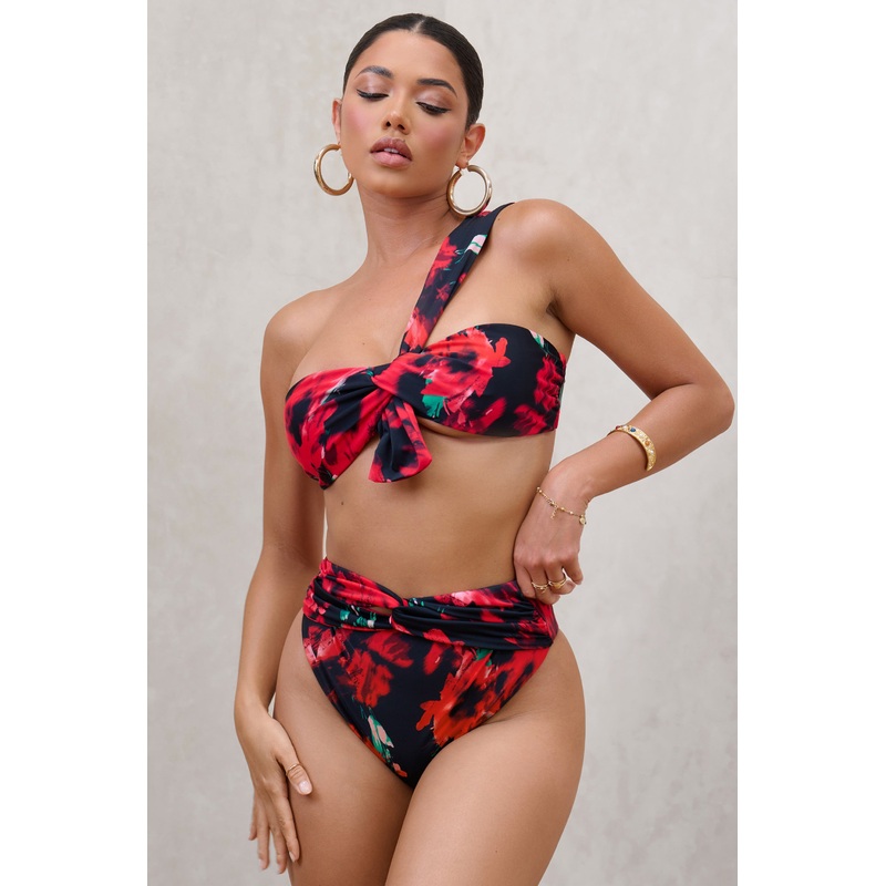 High Tide | Multi Print High Waisted Twist Front Bikini Bottoms