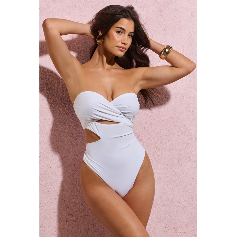 Oyster | White Wrapped Bandeau Swimsuit